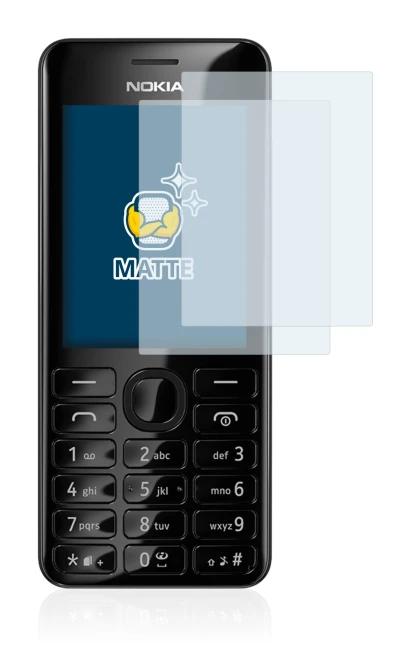Immagine del dispositivo Nokia 206 Dual SIM con un'ampia varietà di protezioni per lo schermo.