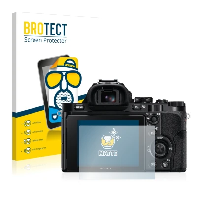 Parte frontale di una confezione del prodotto con il logo del marchio BROTECT. Accanto è raffigurato il dispositivo Sony Alpha
