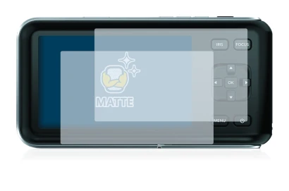 Immagine del dispositivo Blackmagic Pocket Cinema Camera con un'ampia varietà di protezioni per lo schermo.