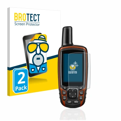 Parte frontale di una confezione del prodotto con il logo del marchio BROTECT. Accanto è raffigurato il dispositivo Garmin GPS