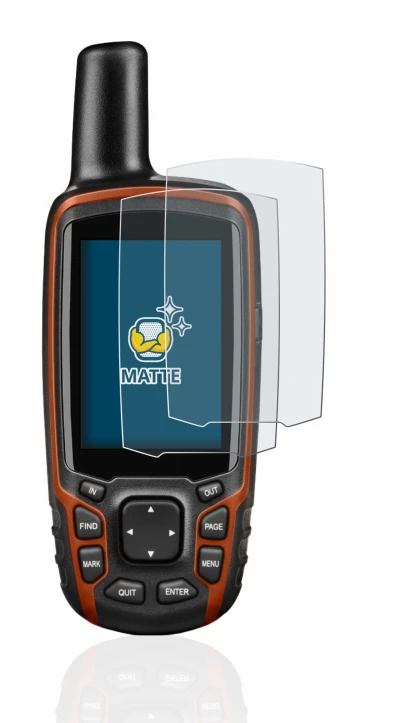 Immagine del dispositivo Garmin GPSMAP 64s con un'ampia varietà di protezioni per lo schermo.