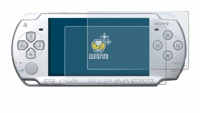 Immagine del dispositivo Sony PSP 2004 con un'ampia varietà di protezioni per lo schermo.