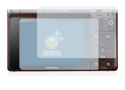 Immagine del dispositivo Samsung NX Mini con un'ampia varietà di protezioni per lo schermo.