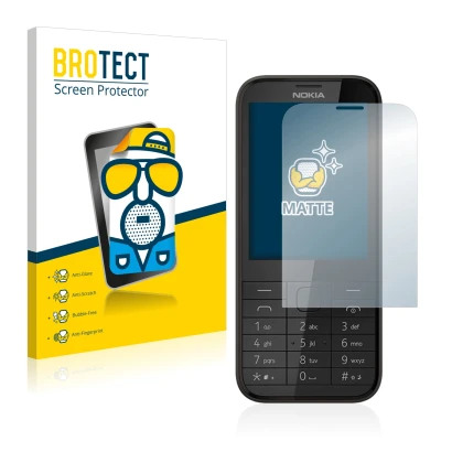 Parte frontale di una confezione del prodotto con il logo del marchio BROTECT. Accanto è raffigurato il dispositivo Nokia 225 