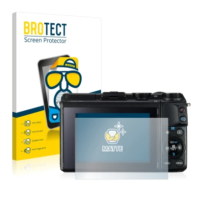 Parte frontale di una confezione del prodotto con il logo del marchio BROTECT. Accanto è raffigurato il dispositivo Canon EOS
