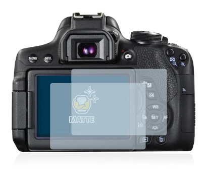 Immagine del dispositivo Canon EOS 750D con un'ampia varietà di protezioni per lo schermo.