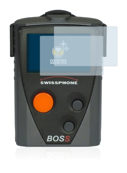 Immagine del dispositivo Swissphone Boss 910 con un'ampia varietà di protezioni per lo schermo.