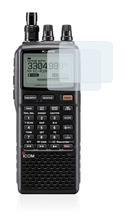 Immagine del dispositivo Icom IC-R20 con un'ampia varietà di protezioni per lo schermo.
