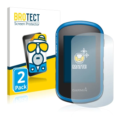 Parte frontale di una confezione del prodotto con il logo del marchio BROTECT. Accanto è raffigurato il dispositivo Garmin eTr