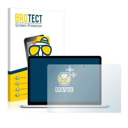 Parte frontale di una confezione del prodotto con il logo del marchio BROTECT. Accanto è raffigurato il dispositivo Apple MacB