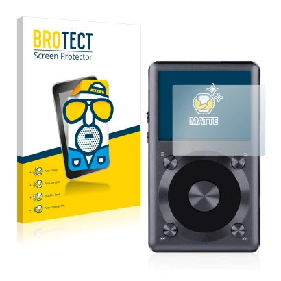 Parte frontale di una confezione del prodotto con il logo del marchio BROTECT. Accanto è raffigurato il dispositivo FiiO X3 II