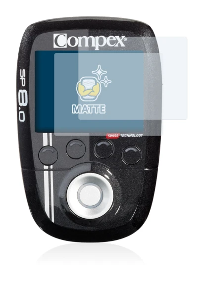 Immagine del dispositivo Compex SP 8.0 con un'ampia varietà di protezioni per lo schermo.
