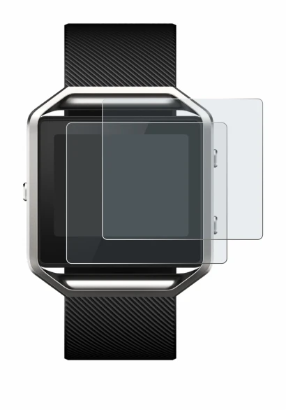 Immagine del dispositivo Fitbit Blaze con un'ampia varietà di protezioni per lo schermo.