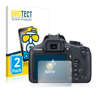 Parte frontale di una confezione del prodotto con il logo del marchio BROTECT. Accanto è raffigurato il dispositivo Canon EOS