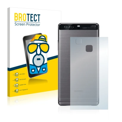 Parte frontale di una confezione del prodotto con il logo del marchio BROTECT. Accanto è raffigurato il dispositivo Huawei P9 