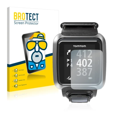 Parte frontale di una confezione del prodotto con il logo del marchio BROTECT. Accanto è raffigurato il dispositivo TomTom Gol