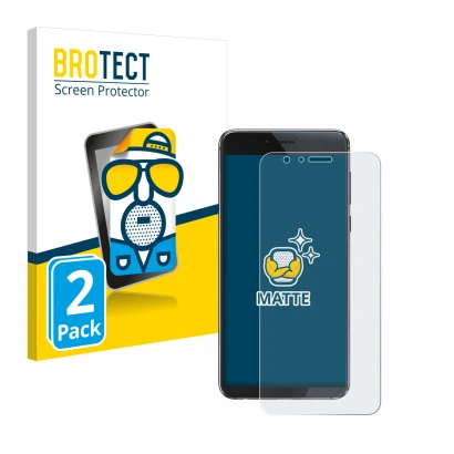 Parte frontale di una confezione del prodotto con il logo del marchio BROTECT. Accanto è raffigurato il dispositivo Honor 8 co