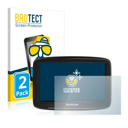 Parte frontale di una confezione del prodotto con il logo del marchio BROTECT. Accanto è raffigurato il dispositivo TomTom Sta
