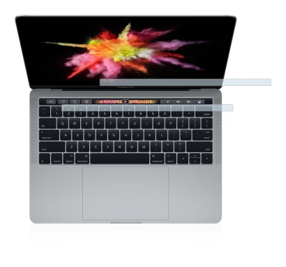 Immagine del dispositivo Apple MacBook Pro 13" 2017 (Display inferiore) con un'ampia varietà di protezioni per lo schermo.