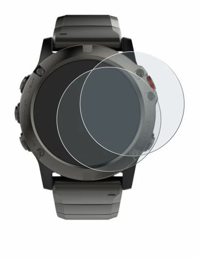 Immagine del dispositivo Garmin Fenix 5X (51 mm) con un'ampia varietà di protezioni per lo schermo.