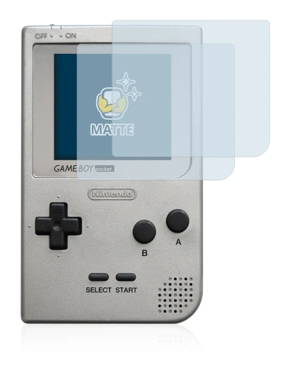 Immagine del dispositivo Nintendo Gameboy Pocket con un'ampia varietà di protezioni per lo schermo.