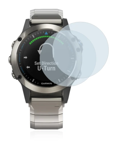 Immagine del dispositivo Garmin quatix 5 con un'ampia varietà di protezioni per lo schermo.