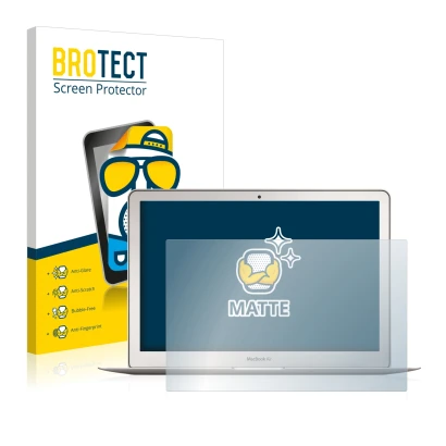 Parte frontale di una confezione del prodotto con il logo del marchio BROTECT. Accanto è raffigurato il dispositivo Apple MacB