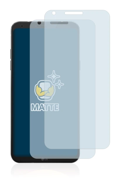 Immagine del dispositivo LG Q6 con un'ampia varietà di protezioni per lo schermo.