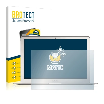 Parte frontale di una confezione del prodotto con il logo del marchio BROTECT. Accanto è raffigurato il dispositivo Apple MacB