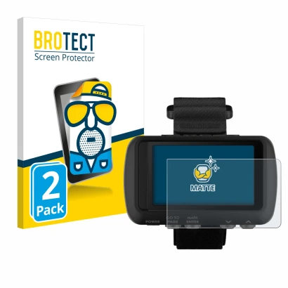Parte frontale di una confezione del prodotto con il logo del marchio BROTECT. Accanto è raffigurato il dispositivo Garmin For
