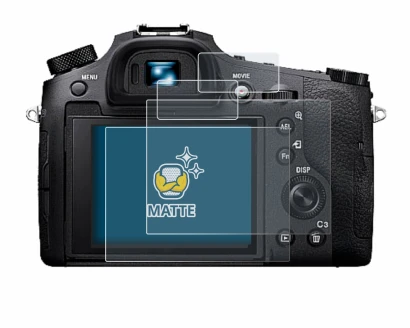 Immagine del dispositivo Sony Cyber-Shot DSC-RX10 IV con un'ampia varietà di protezioni per lo schermo.