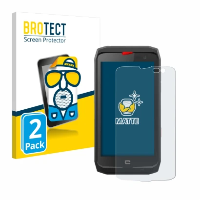 Parte frontale di una confezione del prodotto con il logo del marchio BROTECT. Accanto è raffigurato il dispositivo Crosscall