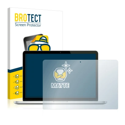 Parte frontale di una confezione del prodotto con il logo del marchio BROTECT. Accanto è raffigurato il dispositivo Apple MacB