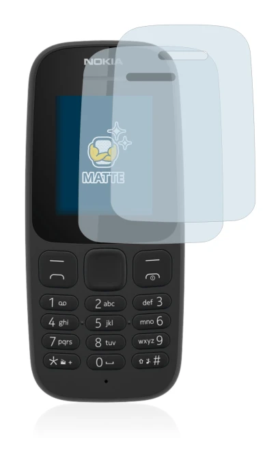 Immagine del dispositivo Nokia 105 2017 con un'ampia varietà di protezioni per lo schermo.