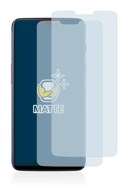 Immagine del dispositivo OnePlus 6 con un'ampia varietà di protezioni per lo schermo.