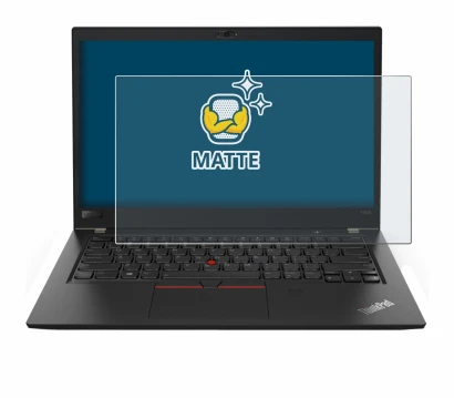 Immagine del dispositivo Lenovo ThinkPad T480s con un'ampia varietà di protezioni per lo schermo.
