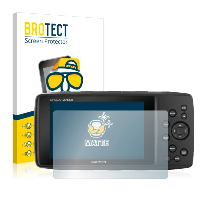 Parte frontale di una confezione del prodotto con il logo del marchio BROTECT. Accanto è raffigurato il dispositivo Garmin GPS