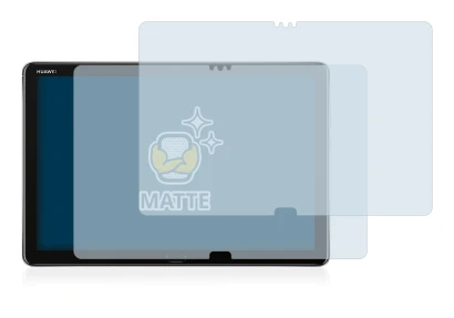 Immagine del dispositivo Huawei MediaPad M5 Lite 10.1" con un'ampia varietà di protezioni per lo schermo.