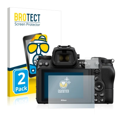 Parte frontale di una confezione del prodotto con il logo del marchio BROTECT. Accanto è raffigurato il dispositivo Nikon Z 6