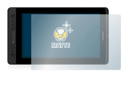 Immagine del dispositivo Huion Kamvas Pro 13 con un'ampia varietà di protezioni per lo schermo.