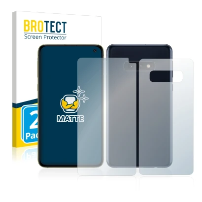 Parte frontale di una confezione del prodotto con il logo del marchio BROTECT. Accanto è raffigurato il dispositivo Samsung Ga