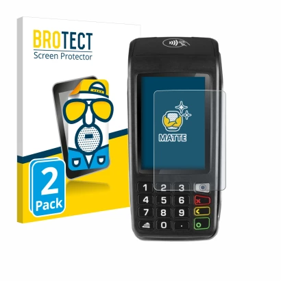 Parte frontale di una confezione del prodotto con il logo del marchio BROTECT. Accanto è raffigurato il dispositivo ingenico M