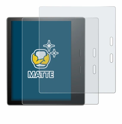 Immagine del dispositivo Amazon Kindle Oasis 2019 (10a Gen.) con un'ampia varietà di protezioni per lo schermo.