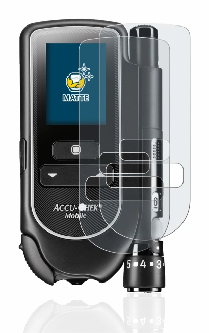 Immagine del dispositivo Accu-Chek Mobile con un'ampia varietà di protezioni per lo schermo.