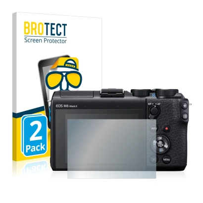 Parte frontale di una confezione del prodotto con il logo del marchio BROTECT. Accanto è raffigurato il dispositivo Canon EOS