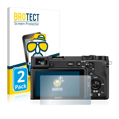 Parte frontale di una confezione del prodotto con il logo del marchio BROTECT. Accanto è raffigurato il dispositivo Sony Alpha