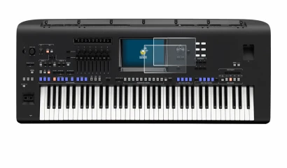 Immagine del dispositivo Yamaha Genos con un'ampia varietà di protezioni per lo schermo.