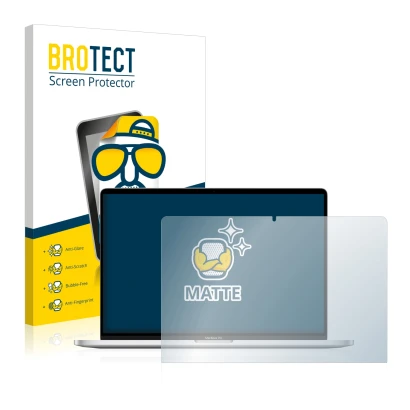 Parte frontale di una confezione del prodotto con il logo del marchio BROTECT. Accanto è raffigurato il dispositivo Apple MacB