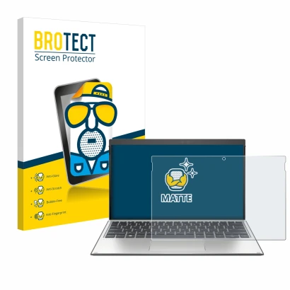 Parte frontale di una confezione del prodotto con il logo del marchio BROTECT. Accanto è raffigurato il dispositivo HP Elite x