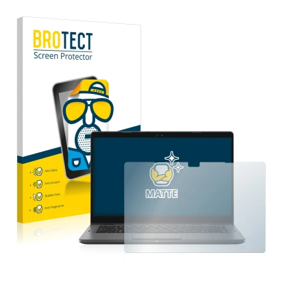 Parte frontale di una confezione del prodotto con il logo del marchio BROTECT. Accanto è raffigurato il dispositivo Dell Latit